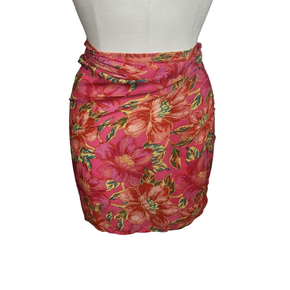 Beach Riot Melanie Sarong Women OS Miami Peony Polyester Resort Swim Tropical